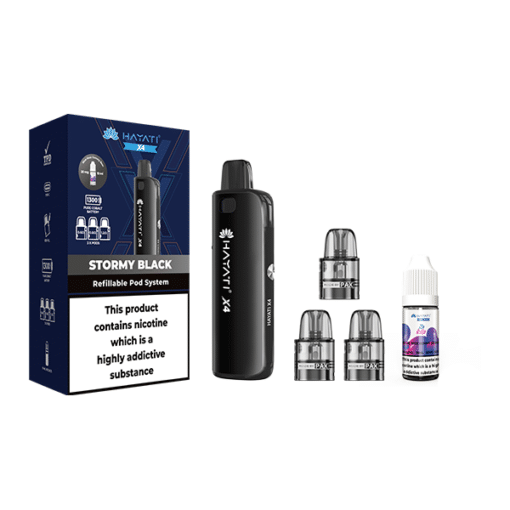 Hayati X4 Refillable Pod Vape Kit  Includes 1X Nic Salts 20Mg + 3X Refillable Pods